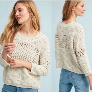 ANTHROPOLOGIE Moth Chenille Knit Sweater Cream XS